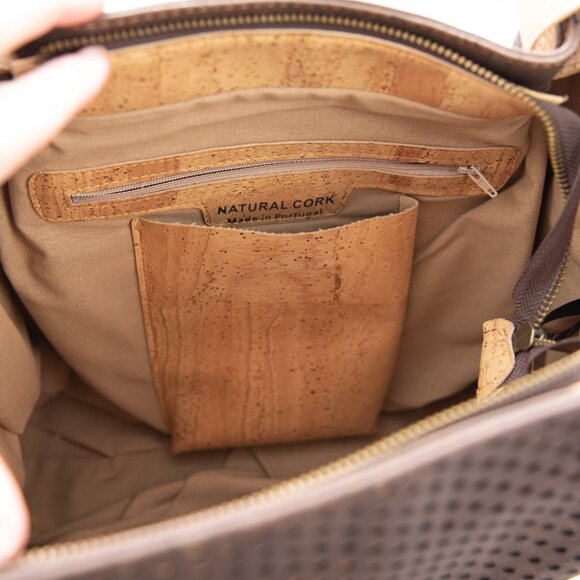 Artelusa Cork Handbag Laser Cut Purse Crossbody Shoulder Bag Tan Brown - Picture 5 of 16